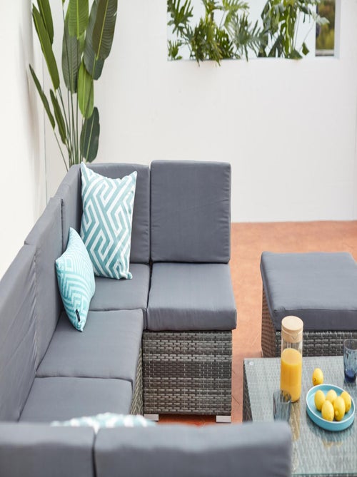 GUADALO Salon de jardin bas 8 places en résine & acier gris - Kiabi