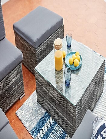 Guadalo Salon de jardin bas résine & acier Gris 8 places