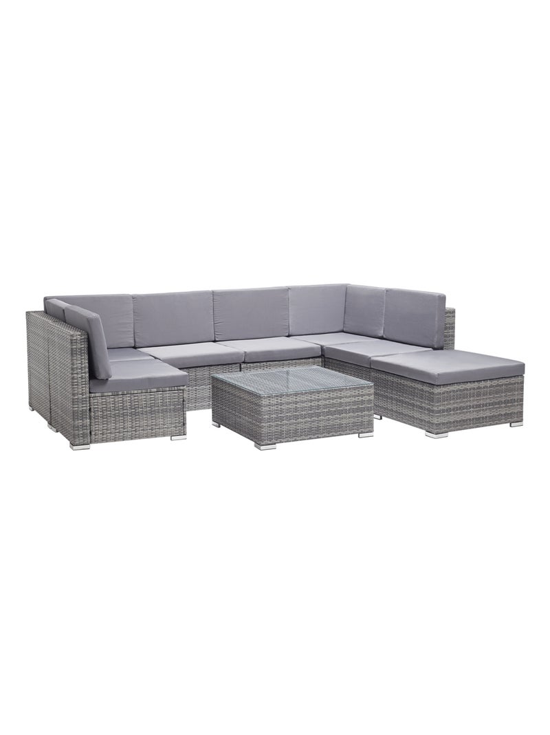 Guadalo Salon de jardin bas résine & acier Gris 8 places Gris - Kiabi