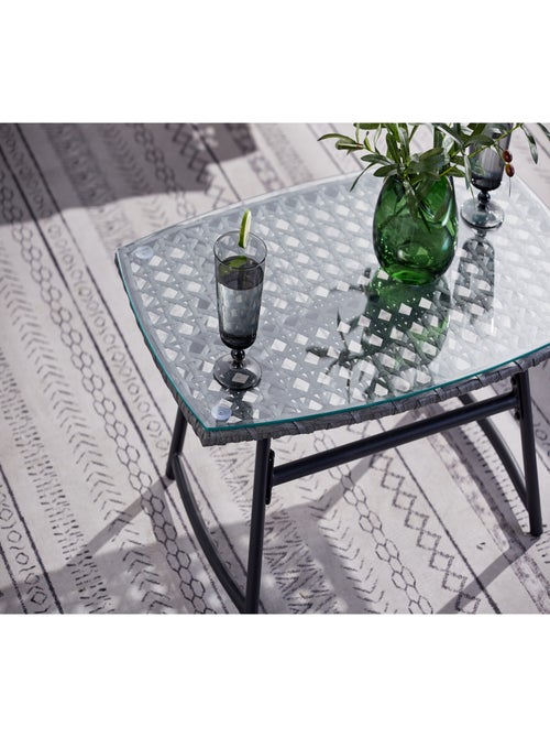 GUAHANA - Salon de jardin avec canapé, fauteuils et table basse rectangulaire gris en résine - Kiabi