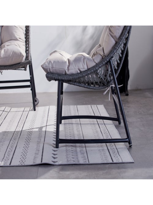 GUAHANA - Salon de jardin avec canapé, fauteuils et table basse rectangulaire gris en résine - Kiabi