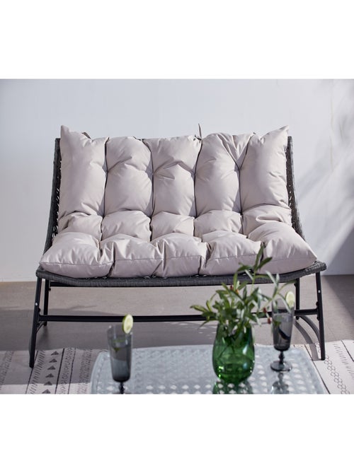 GUAHANA - Salon de jardin avec canapé, fauteuils et table basse rectangulaire gris en résine - Kiabi