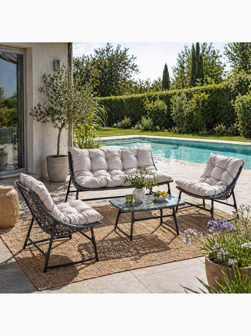 GUAHANA Salon de jardin bas 4 places en résine gris Gris - Kiabi