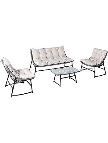 Guahana salon jardin bas résine rotin