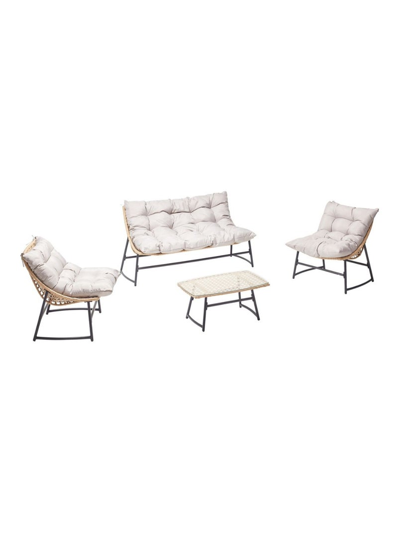 Guahana salon jardin bas résine rotin Beige - Kiabi