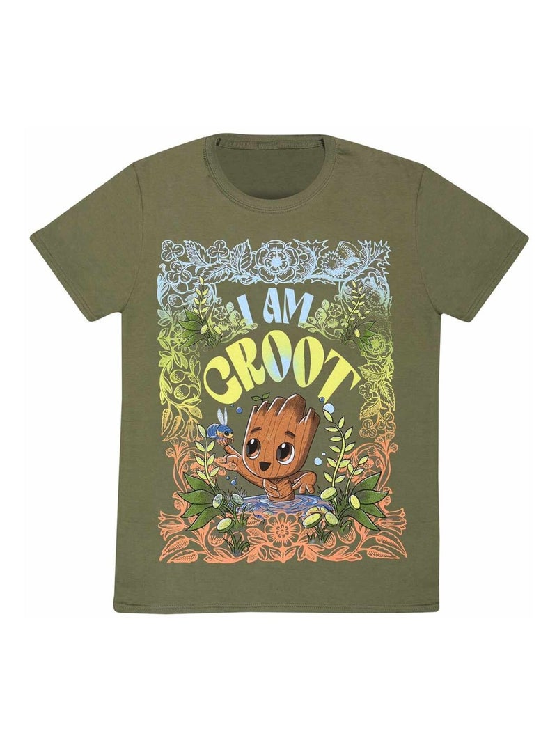 Guardians Of The Galaxy - T-shirt AM GROOT SEVENTIES STYLE Vert foncé - Kiabi