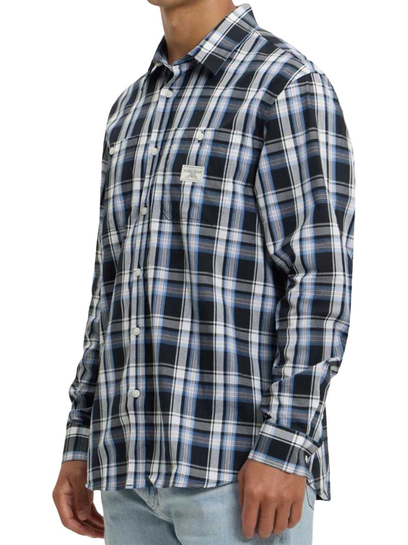 Guess - Chemise motif/style Logo brodé Bleu marine/Turquoise - Kiabi