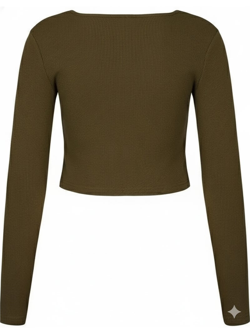 Guess - T-shirt court manches longues Vert kaki - Kiabi
