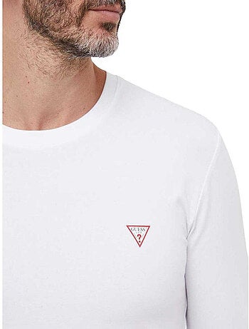 Guess - T-shirt manches longues motif/style Logo triangulaire