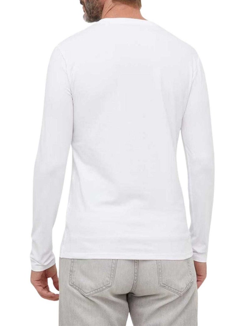 Guess - T-shirt manches longues motif/style Logo triangulaire Blanc - Kiabi