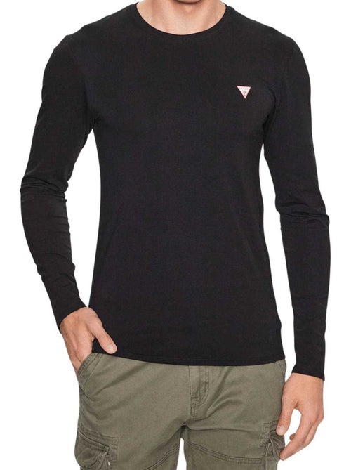 Guess - T-shirt manches longues motif/style Logo triangulaire - Kiabi