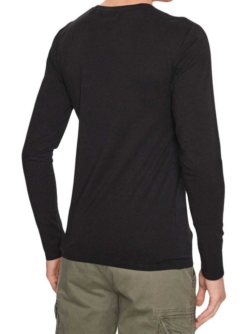 Guess - T-shirt manches longues motif/style Logo triangulaire - Kiabi