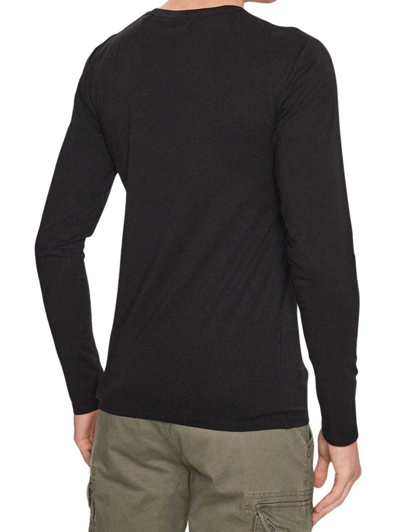 Guess - T-shirt manches longues motif/style Logo triangulaire gris anthracite - Kiabi