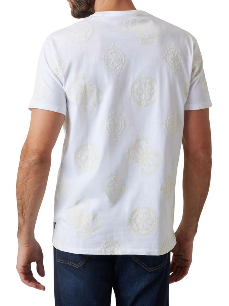 Guess - T-shirt motif/style Logo répété Blanc - Kiabi