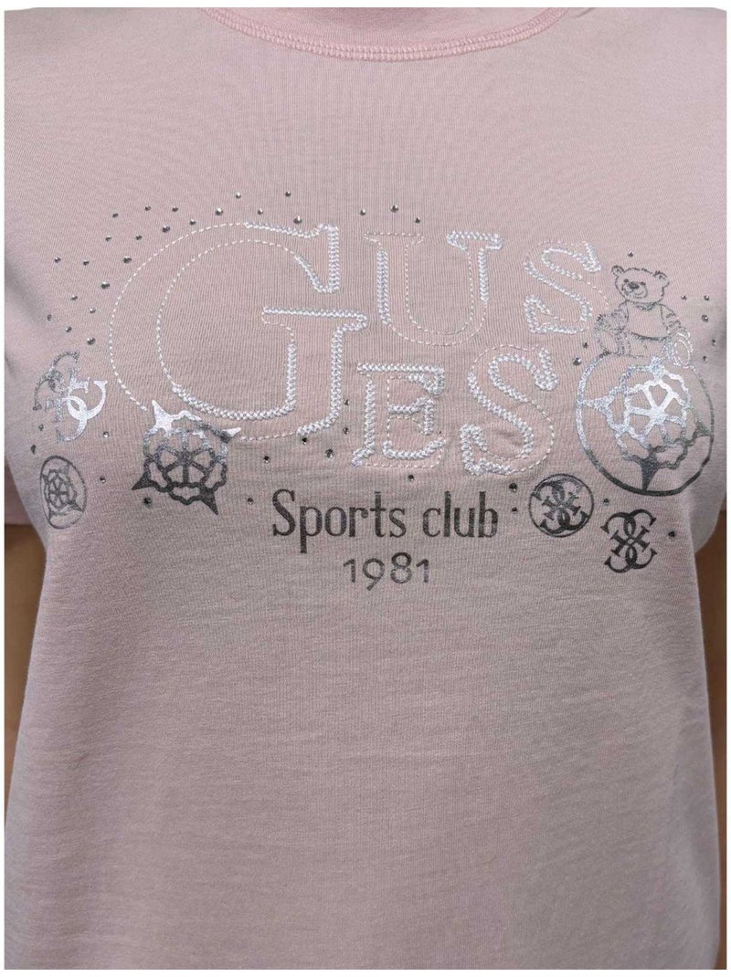 Guess - T-shirt motif/style Strass Rose - Kiabi