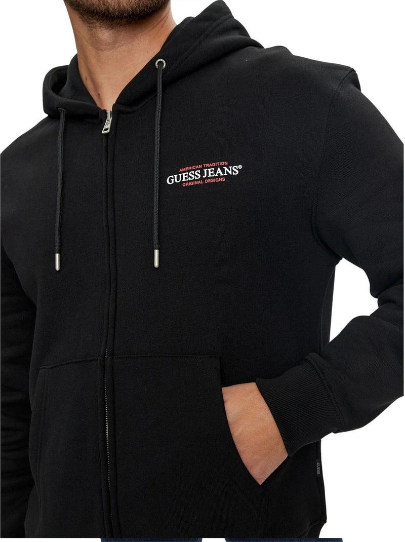 Guess - Veste à capuche motif/style logo JEANS DARING OCEAN Noir - Kiabi