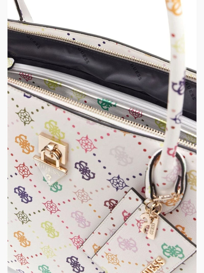Guess Sac Voyage Patsie Tote Multi Logo Blanc - Kiabi