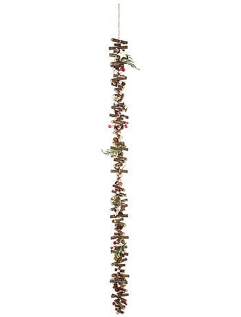 Guirlande bois rondins branches et baies 1 m