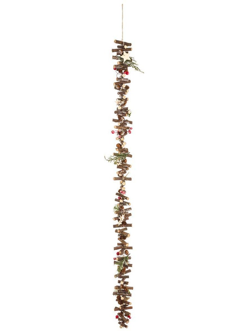 Guirlande bois rondins branches et baies 1 m Marron - Kiabi