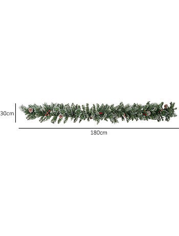 Guirlande de noël artificielle led décorée 180 cm