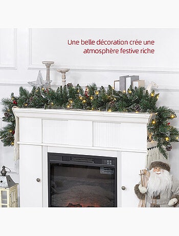 Guirlande de noël artificielle led décorée 180 cm