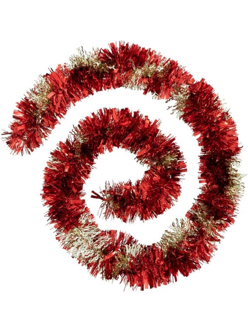 Guirlande de noël boa mixte 100x4x2m rouge et or - Kiabi