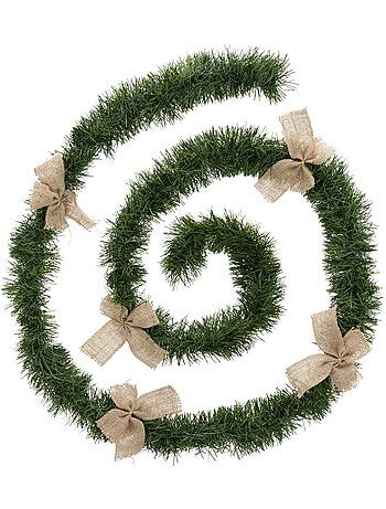Guirlande de noël boa vert nœuds en jute 100x4x2.7m