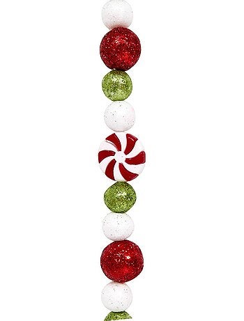 Guirlande de noël motif bonbons rouge, vert et blanc 240 cm