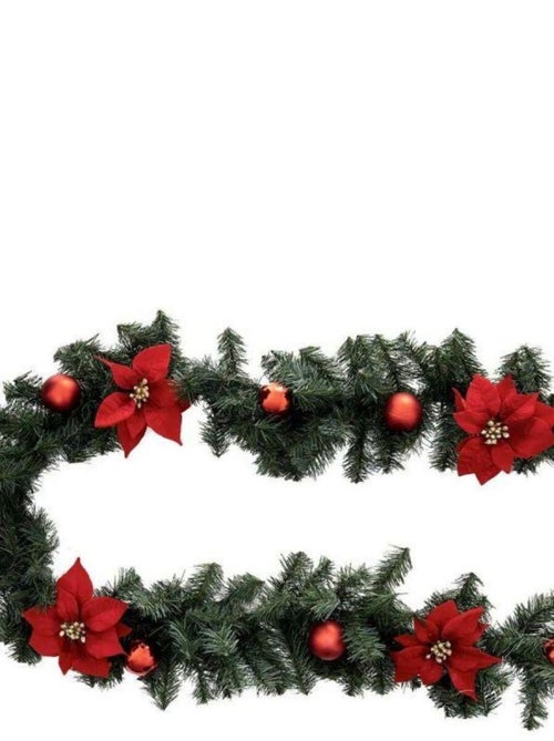 Guirlande de sapin artificiel boules rouges 2 m - Kiabi