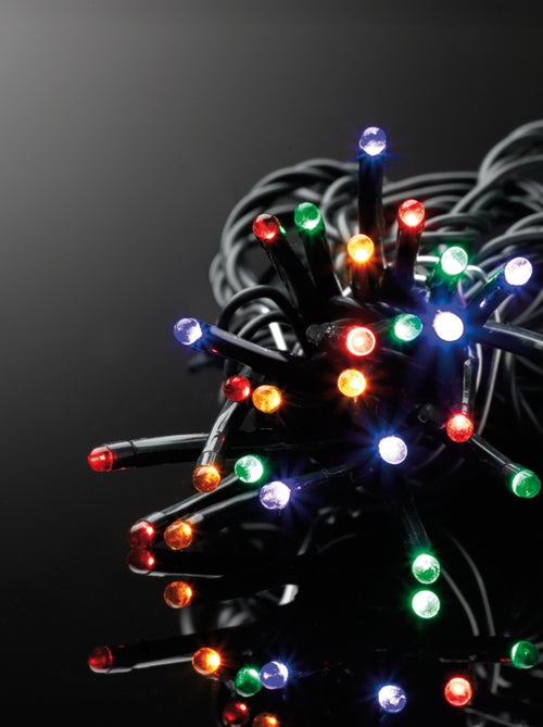 Guirlande électrique exterieur 180 Led multicouleur 20m fil noir - Kiabi Guirlande électrique exterieur 180 Led multicouleur 20m fil noir - Kiabi