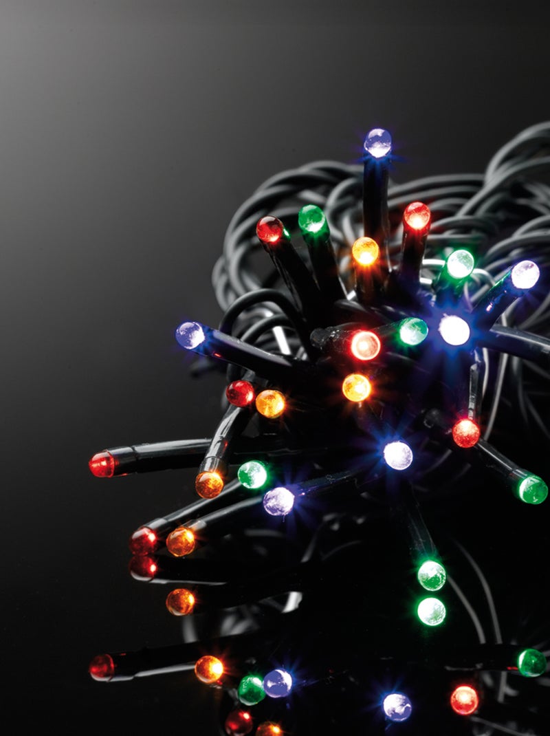 Guirlande électrique exterieur 180 Led multicouleur 20m fil noir Multicolore - Kiabi