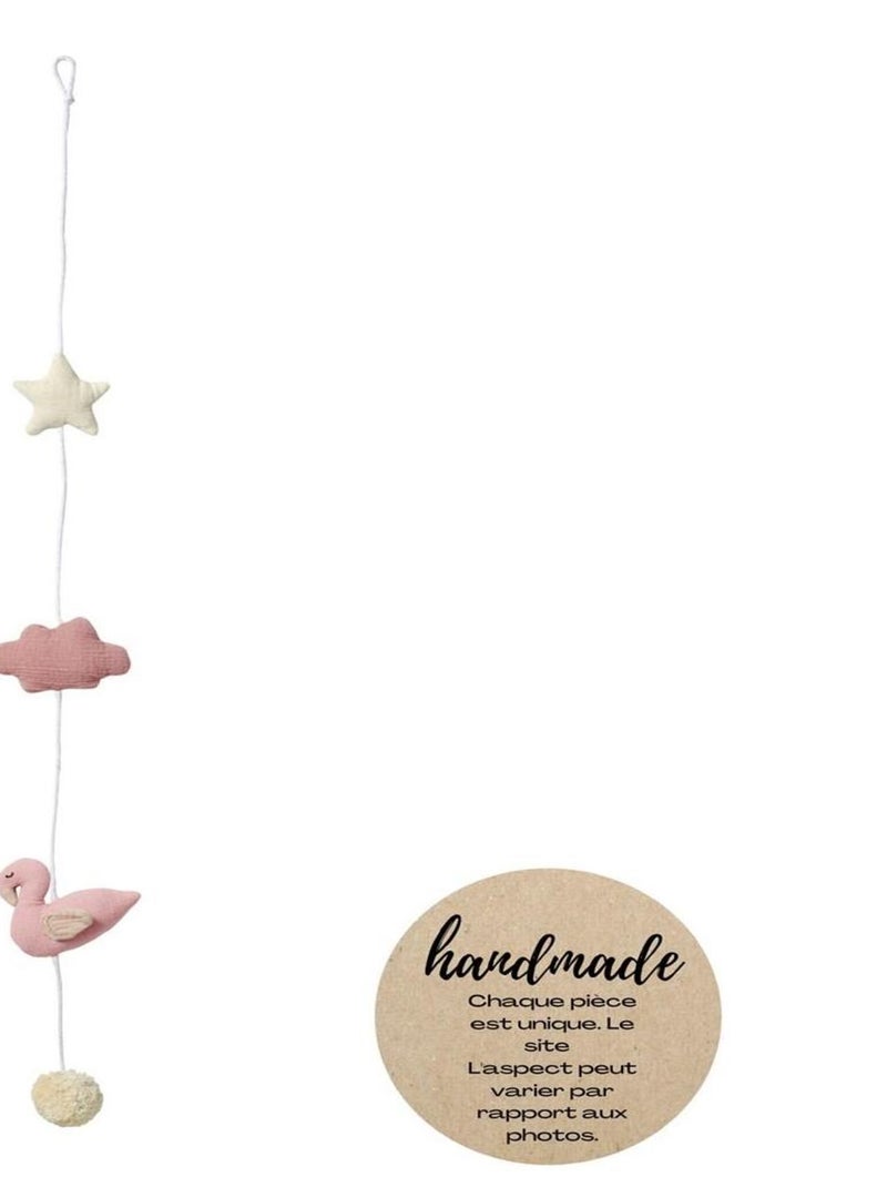 Guirlande en coton mousseline cygne 100 cm verticale Rose - Kiabi