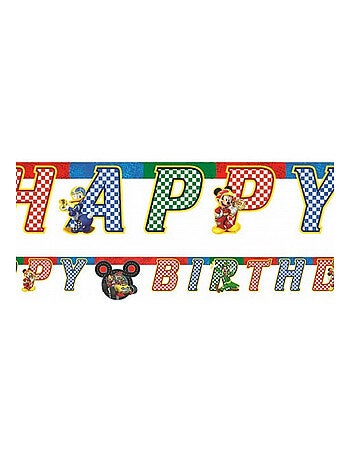 Guirlande en papier Disney Mickey rouge -Happy birthday- 200cm