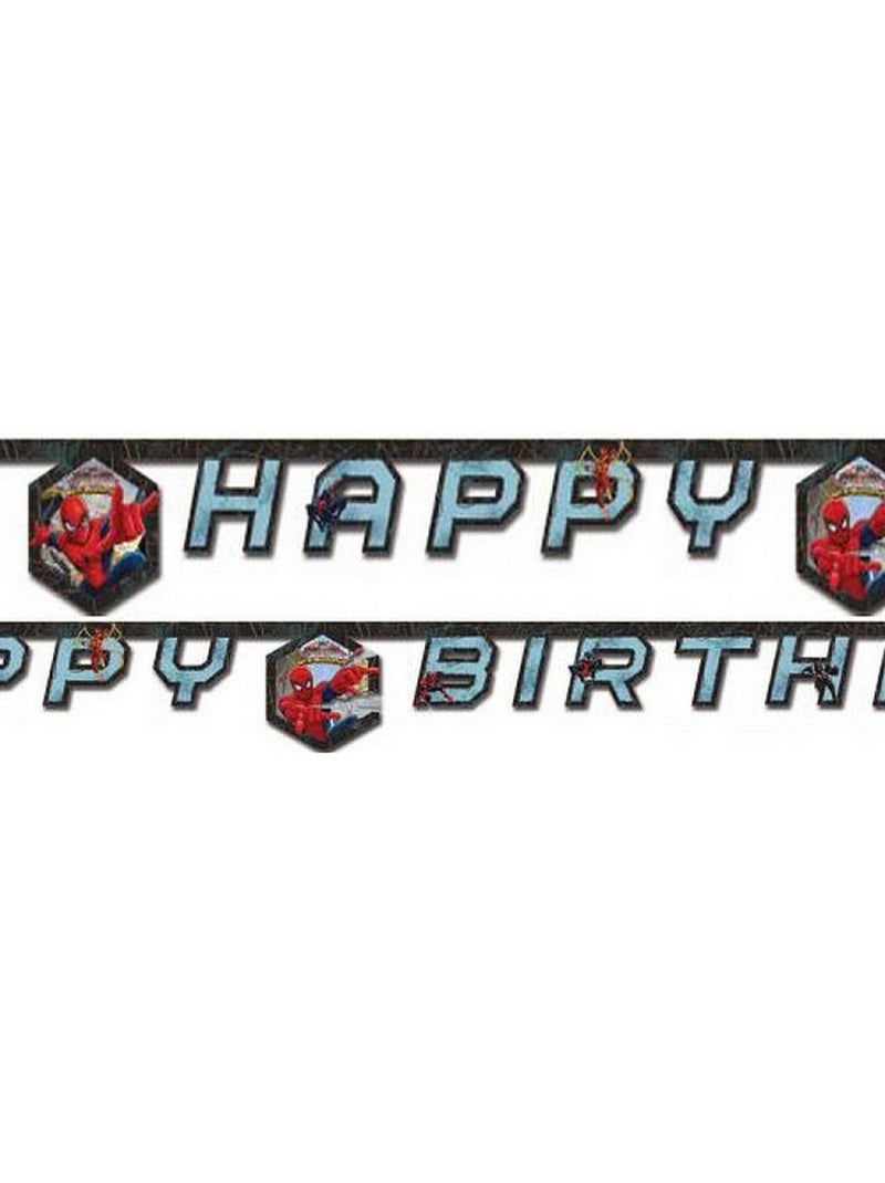 Guirlande en papier spiderman web warriors -happy birthday- 180cm Multicolore - Kiabi