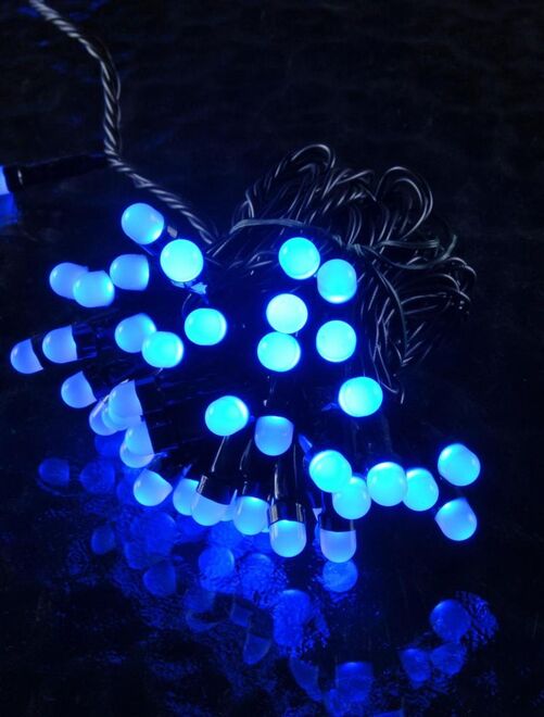 Guirlande extérieure 20m 200 leds bleues 8 fonctions animées - Kiabi