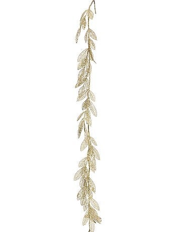 Guirlande feuilles 1,80m plastique transparent et or