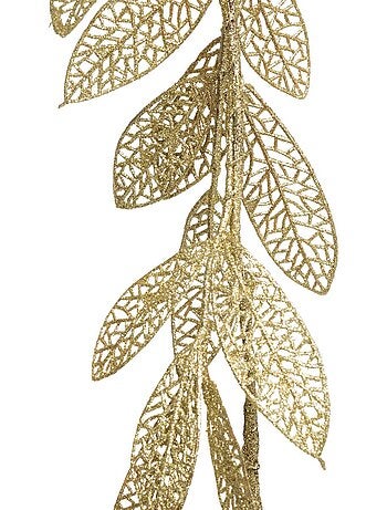 Guirlande feuilles 1,80m plastique transparent et or