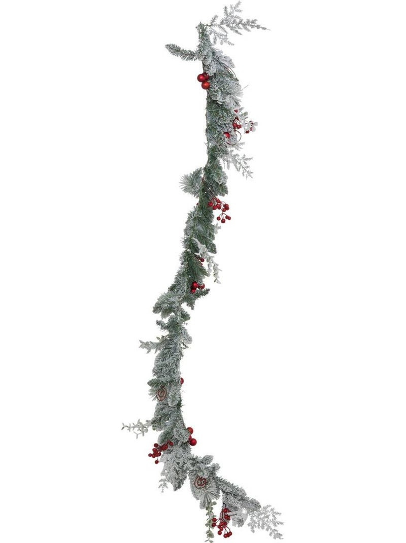 Guirlande floquée baies rouges long 1,8m blanc Blanc - Kiabi