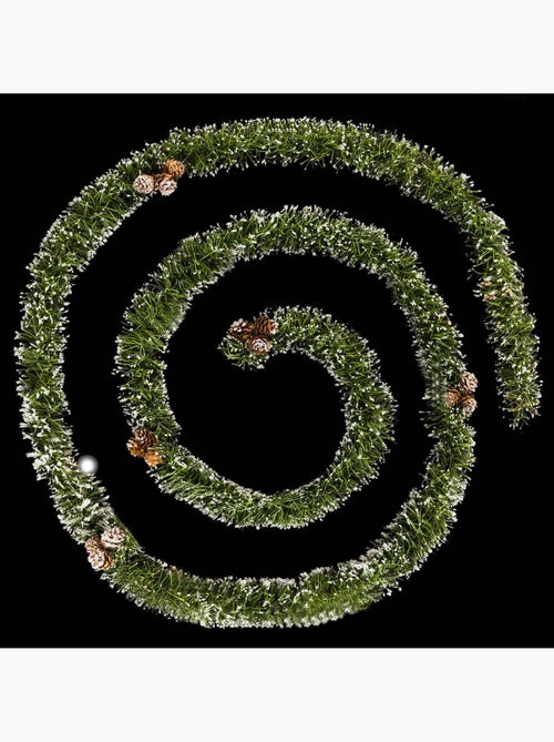 Guirlande floquée pommes de pin 7,5 cm x 2,7m 4 plis vert - Kiabi