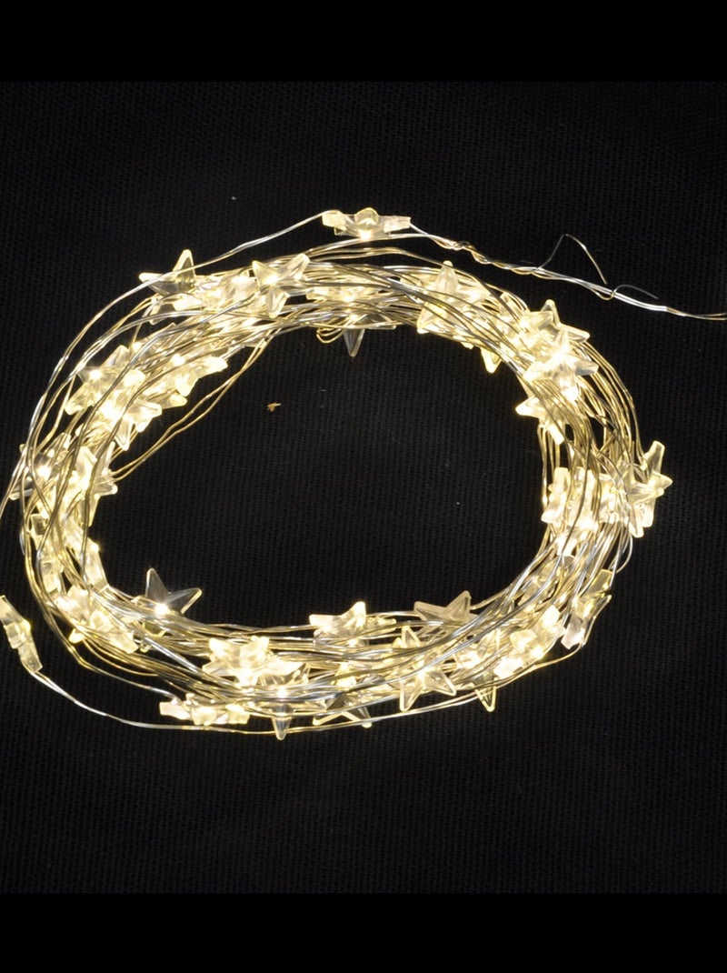 Guirlande interieur fil cuivre 20 etoiles blanc chaud Jaune - Kiabi