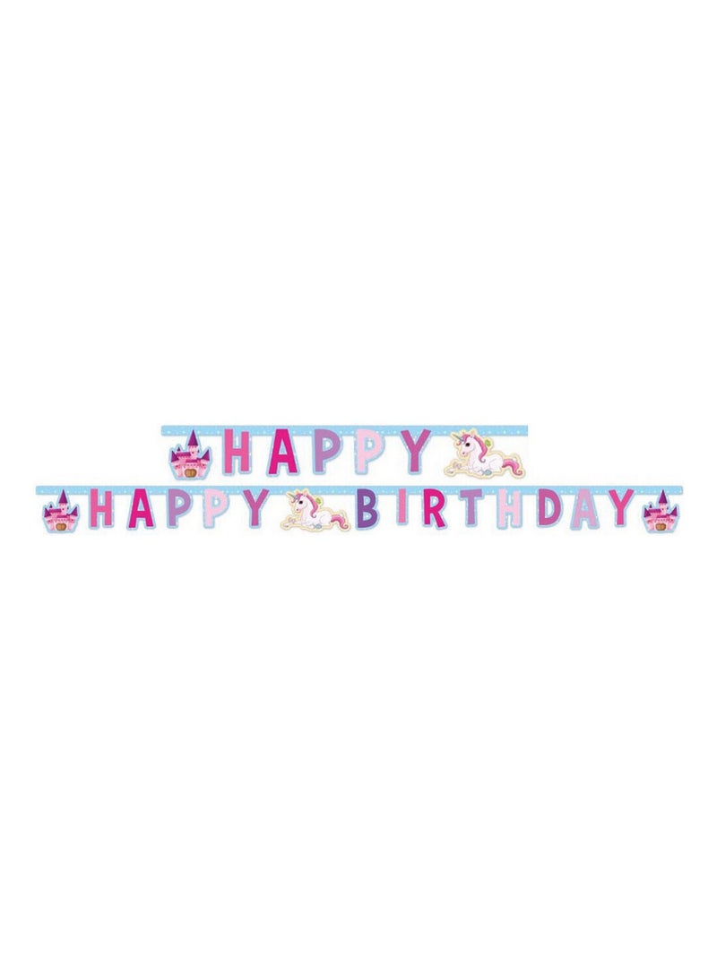 Guirlande Joyeux Anniversaire Inscription Licorne 185 cm Multicolore - Kiabi
