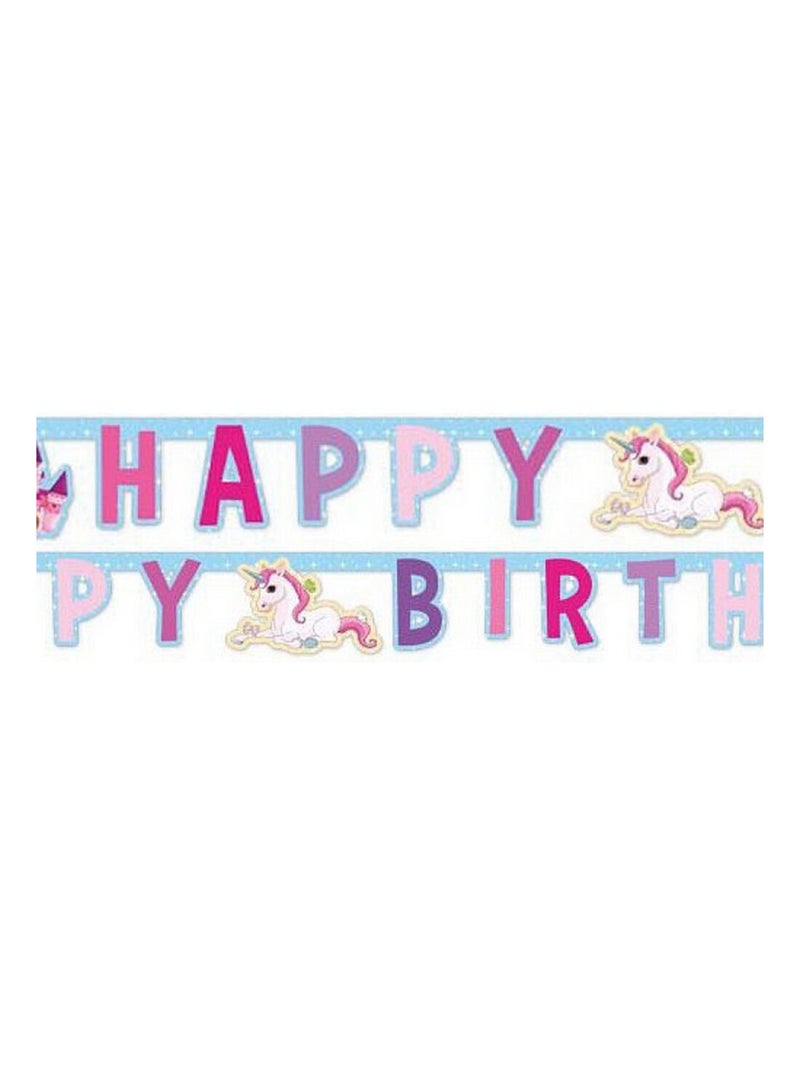 Guirlande Joyeux Anniversaire Inscription Licorne 185 cm Multicolore - Kiabi