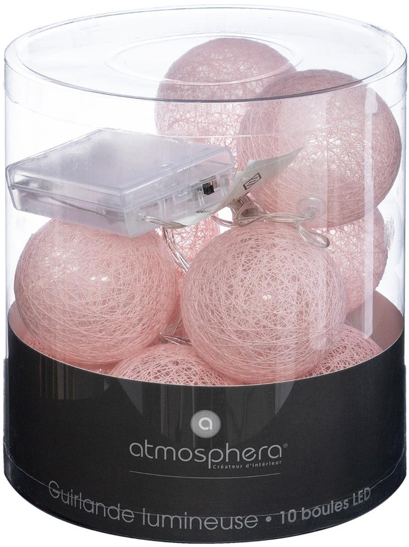 Guirlande LED 10 boules à pile TARA Rose clair - Kiabi