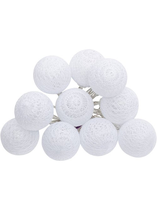 Guirlande led à pile avec boules lumineuses en coton tressé tara - Kiabi