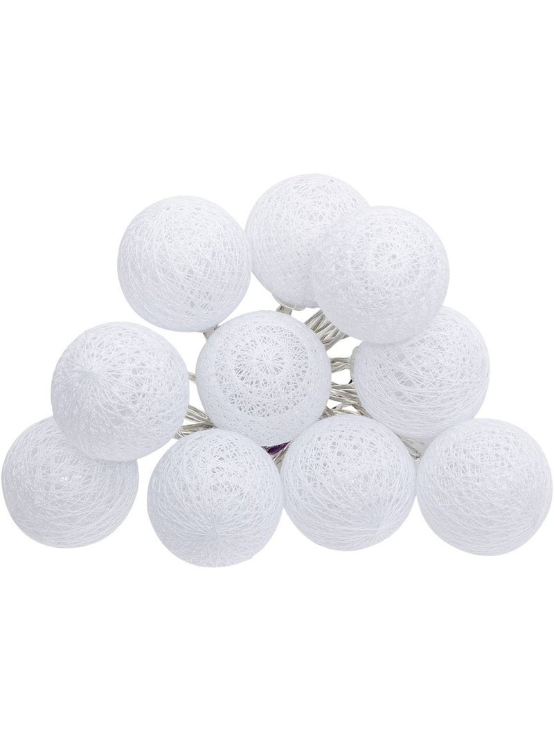 Guirlande led à pile avec boules lumineuses en coton tressé tara Rouge - Kiabi