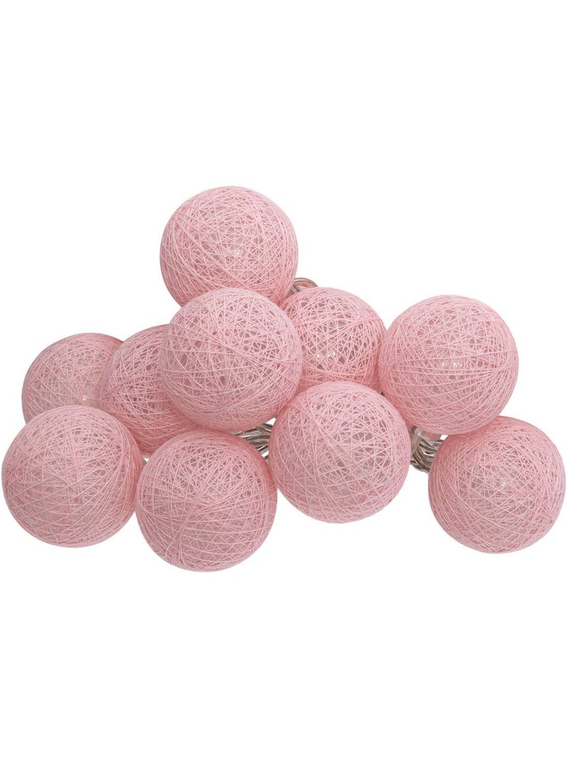 Guirlande led à pile avec boules lumineuses en coton tressé tara Rouge - Kiabi