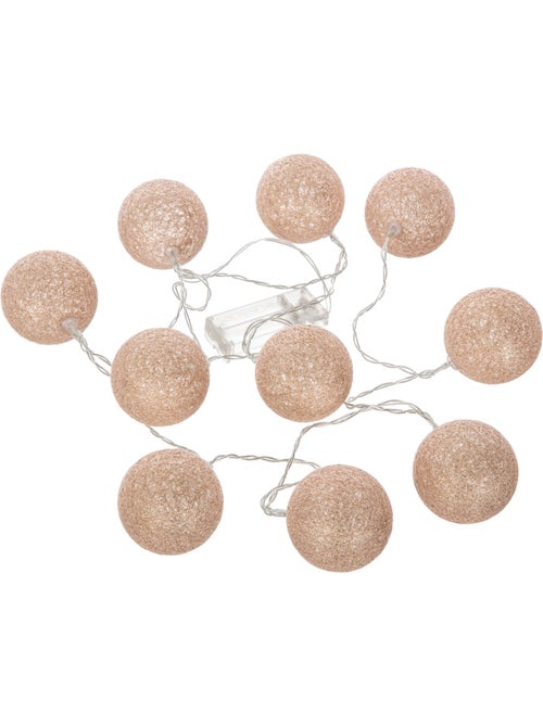 Guirlande LED à pile boules en coton tissé GLITTER SHINI - Kiabi