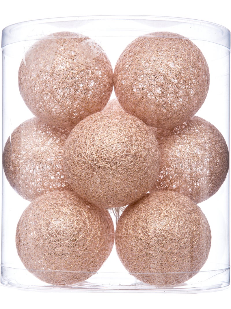 Guirlande LED à pile boules en coton tissé GLITTER SHINI Rose - Kiabi