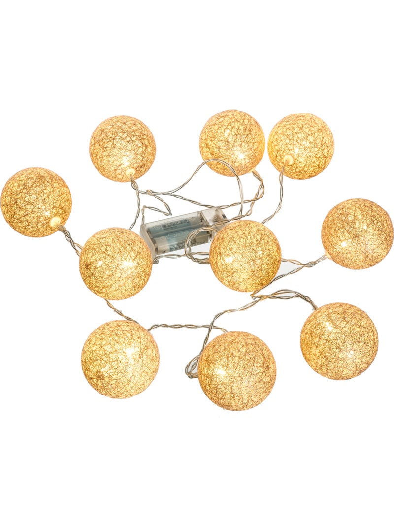 Guirlande LED à pile boules en coton tissé GLITTER SHINI Rose - Kiabi