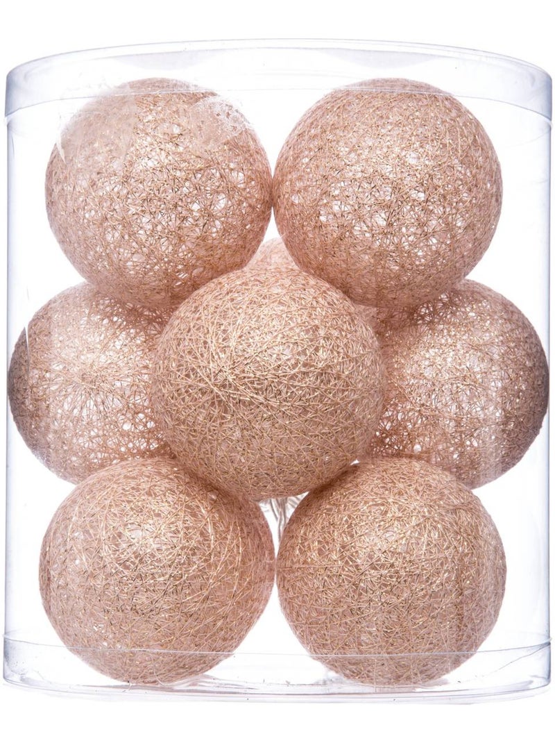 Guirlande LED à pile boules en coton tissé GLITTER SHINI Rose - Kiabi